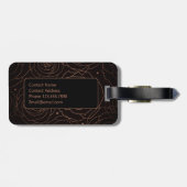 Monogram Initial Dark Floral Golden Salmon Bagagelabel (Achterkant horizontaal)