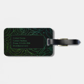 Monogram Initial Dark Floral Rose Green Blue Bagagelabel (Achterkant horizontaal)