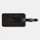 Monogram Initial Dark Floral Rose Neutral Gradient Bagagelabel (Achterkant horizontaal)