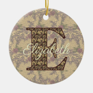 Monogram Initial E Vintage Floral Personalized Keramisch Ornament