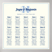 Monogram Initial Ecru Wedding Seating chart poster (Voorkant)
