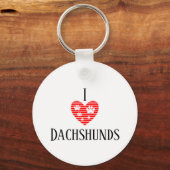 Monogram Initial I Love Dachshunds Silhouette Sleutelhanger (Achterkant)
