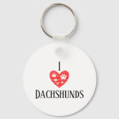 Monogram Initial I Love Dachshunds Silhouette Sleutelhanger (Achterkant)