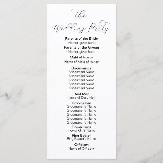 Monogram Initial Minimal Wedding Program Programmakaart (Achterkant)