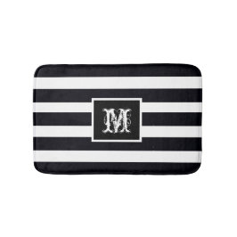 Monogram Initial Modern Classic Black And White Badmat
