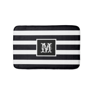 Monogram Initial Modern Classic Black And White Badmat