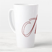 Monogram Initial Name Minimal Script Wedding Gift Latte Mok (Linkerhoek)