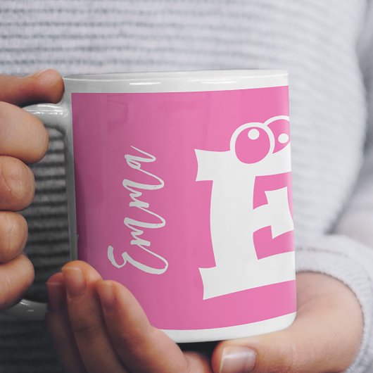 Monogram initial name script modern pink koffiemok