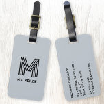 Monogram Initial Name Simple Powder Blue Bagagelabel<br><div class="desc">Elevate your travel experience with this modern typography minimalist monogram initial name design in black on powder blue which can be changed to personalize. These stylish tags not only ensure your luggage stands out on the carousel but also add a personal touch to your travel essentials. Designed for easy identification,...</div>