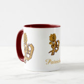 Monogram Initial P Elegant Gold Peony Personalized Mok (Voorkant links)