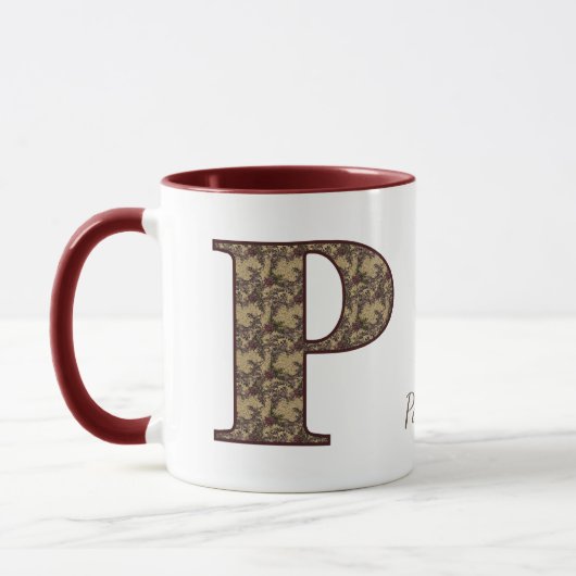 Monogram Initial P Vintage Floral Personalized Mok (Links)