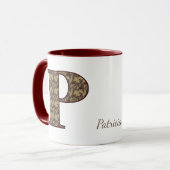 Monogram Initial P Vintage Floral Personalized Mok (Voorkant links)