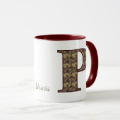 Monogram Initial P Vintage Floral Personalized Mok (Voorkant rechts)