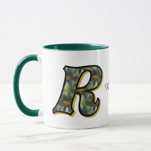 Monogram Initial R Daisy Floral Art Personalized Mok (Links)