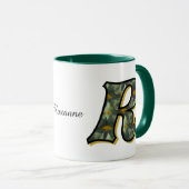 Monogram Initial R Daisy Floral Art Personalized Mok (Voorkant rechts)