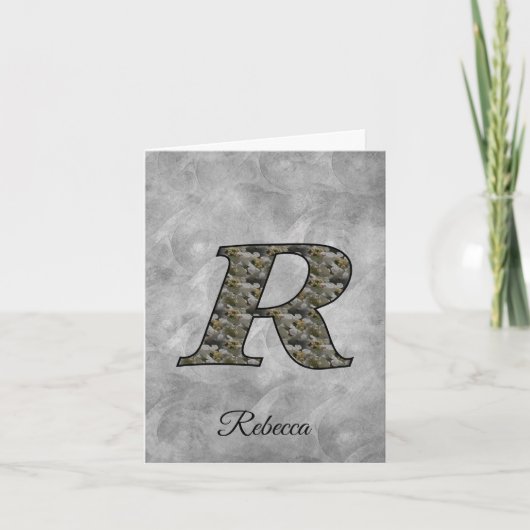 Monogram Initial R Hydrangea Flowers Personalized Notitiekaartje (Voorkant)