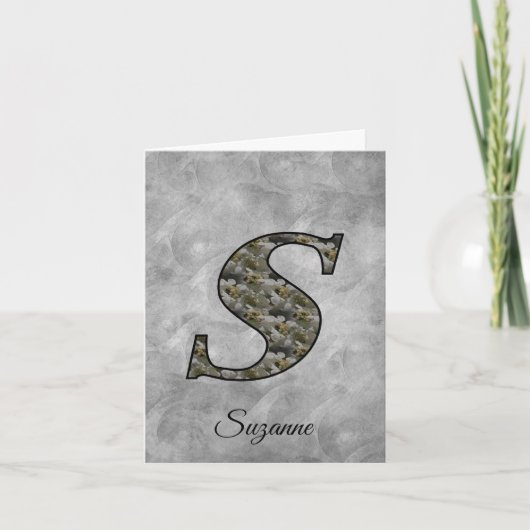 Monogram Initial S Hydrangea Flowers Personalized Notitiekaartje (Voorkant)