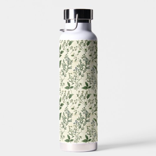 Monogram Initial Sage Green Botanical Florals Gift Waterfles (Rechts)