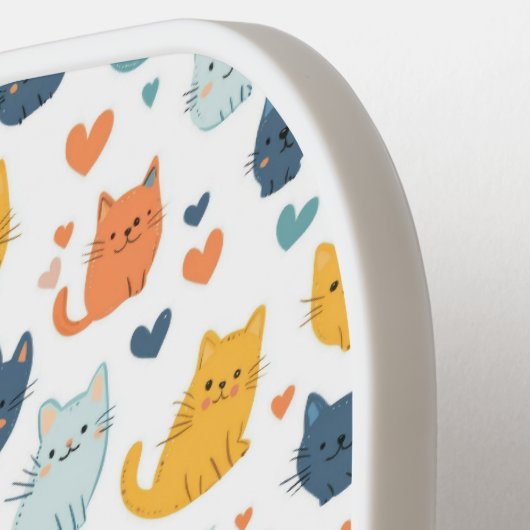 Monogram Initial Whimsical Cats Kittens Kitty Pickleball Paddle (Links Detail)