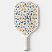 Monogram Initial Whimsical Cats Kittens Kitty Pickleball Paddle (Voorkant)