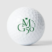 Monogram Initialen 50ste Kroon Sterren Groene Verj Golfballen (Voorkant)