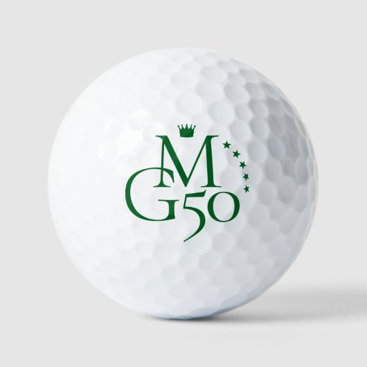 Monogram Initialen 50ste Kroon Sterren Groene Verj Golfballen (Voorkant)