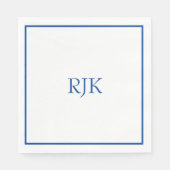 Monogram Initialen Aangepaste naam Blauw Elegant 2 Servet (Voorkant)