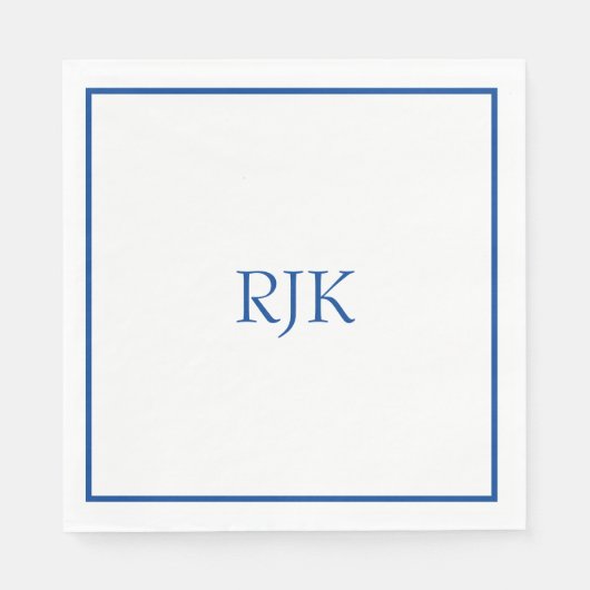 Monogram Initialen Aangepaste naam Blauw Elegant 2 Servet (Voorkant)