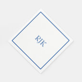 Monogram Initialen Aangepaste naam Blauw Elegant 2 Servet (Hoek)