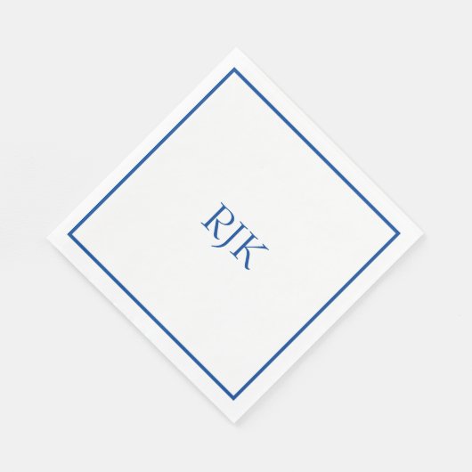 Monogram Initialen Aangepaste naam Blauw Elegant 2 Servet (Hoek)