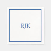 Monogram Initialen Aangepaste naam Blauw Trendy 20 Servet (Voorkant)