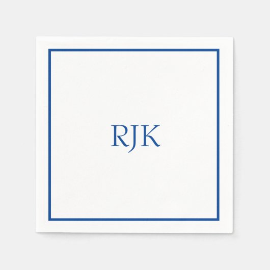 Monogram Initialen Aangepaste naam Blauw Trendy 20 Servet (Voorkant)