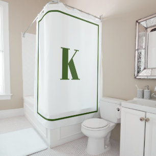 Monogram Initialen Aangepaste naam Bos Groen Wit Douchegordijn