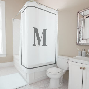 Monogram Initialen Aangepaste naam Gray Gray White Douchegordijn