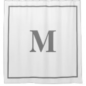 Monogram Initialen Aangepaste naam Gray Gray White Douchegordijn (Voorkant)