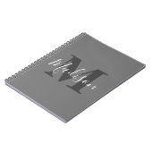 Monogram Initialen Aangepaste naam Gray White Cool Notitieboek (Linkerzijde)