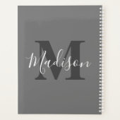 Monogram Initialen Aangepaste naam Grijs Wit Elega Planner (Achterkant)