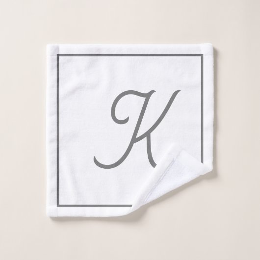 Monogram Initialen Aangepaste naam Grijs Wit Washandje (Wasdoekje)