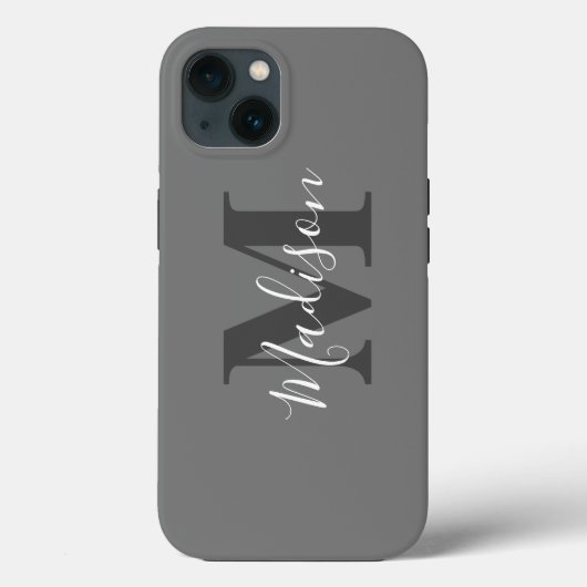 Monogram Initialen Aangepaste naam Grijs Witte Gif Case-Mate iPhone Case (Achterkant)