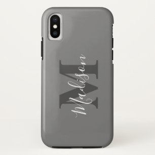 Monogram Initialen Aangepaste naam Grijs Witte Gif Case-Mate iPhone Case
