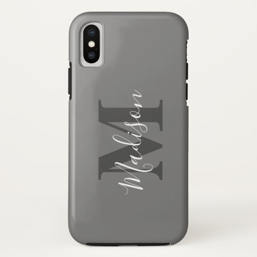 Monogram Initialen Aangepaste naam Grijs Witte Gif Case-Mate iPhone Case (Achterkant)