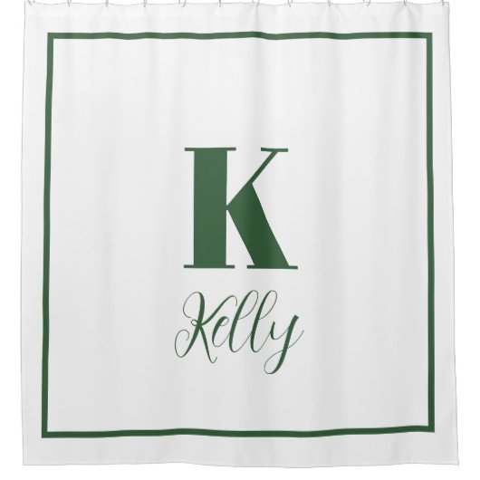 Monogram Initialen Aangepaste naam Hunter Groen Wi Douchegordijn (Voorkant)