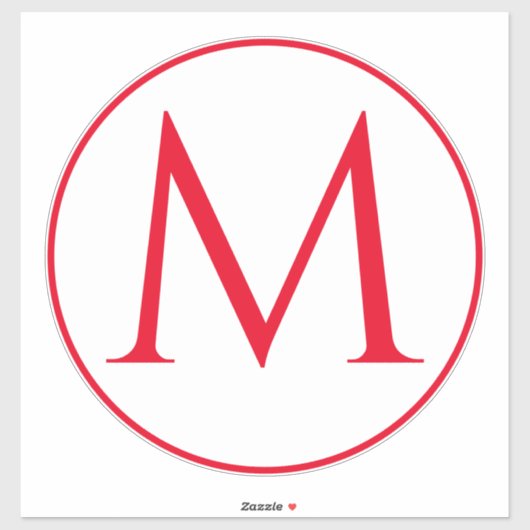 Monogram Initialen Aangepaste naam Rood Wit Sticker (Vel)