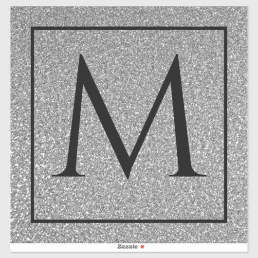 Monogram Initialen Aangepaste naam Silvery Grey Gl Sticker (Vel)