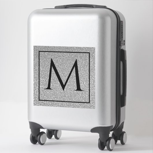 Monogram Initialen Aangepaste naam Silvery Grey Gl Sticker (Koffer)