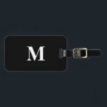 Monogram Initialen Aangepaste naam Zwart wit cadea Bagagelabel<br><div class="desc">Monogrammed initiaal en ook persoonlijke details zoals naam,  adres,  telefoonaantal en e-mail allen die u kunt uitgeven. Ontworpen met een eenvoudige,  elegante en trendy zwarte en witte achtergrond,  kunt u de kleur desgewenst wijzigen.</div>