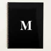 Monogram Initialen Aangepaste naam Zwart wit cadea Planner (Voorkant)