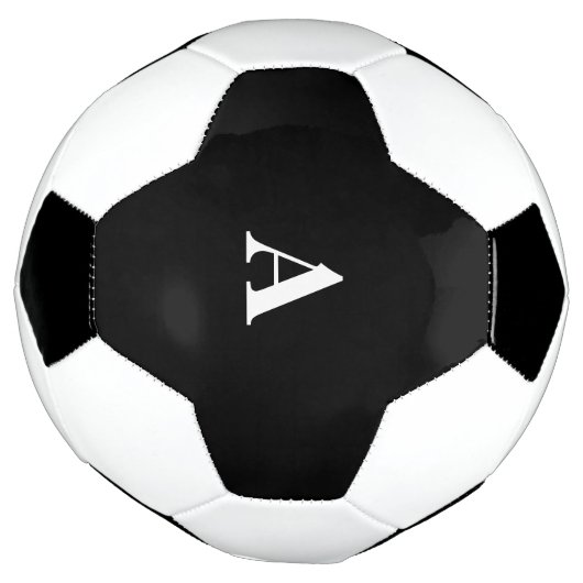 Monogram Initialen Aangepaste naam Zwart wit Gift Voetbal (Gedraaid)
