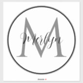 Monogram Initialen Aangepaste naam Zwart-wit klasj Sticker (Vel)