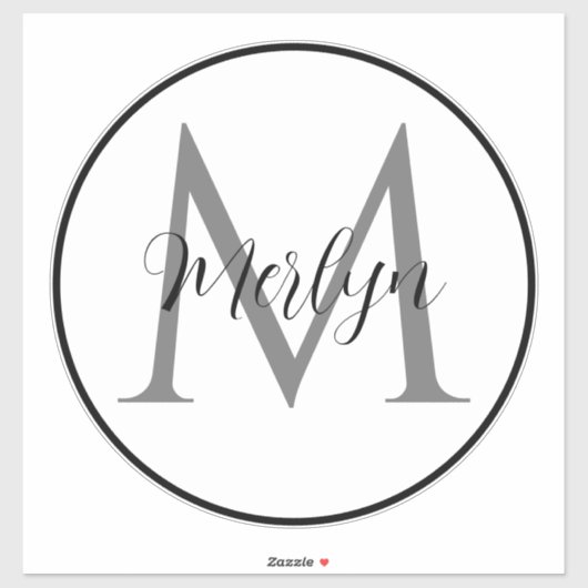 Monogram Initialen Aangepaste naam Zwart-wit klasj Sticker (Vel)